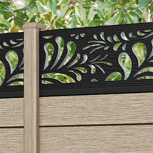 Fusion Petal Fence Panel - Light Oak - with our composite posts