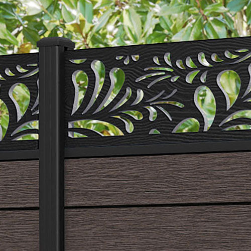Fusion Petal Curved Top Fence Panel - Mid Brown - with our aluminium posts