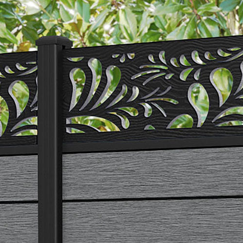 Fusion Petal Fence Panel - Mid Grey - with our aluminium posts