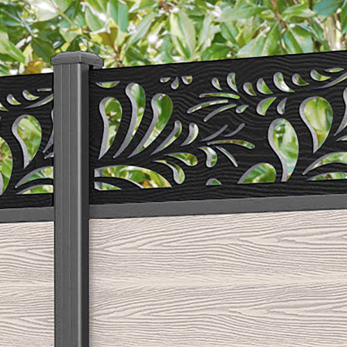 Classic Petal Fence Panel - Mid Stone - with our aluminium posts