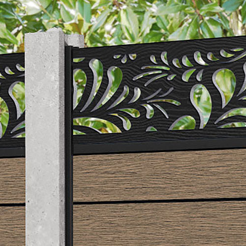 Fusion Petal Fence Panel - Teak - for existing concrete posts