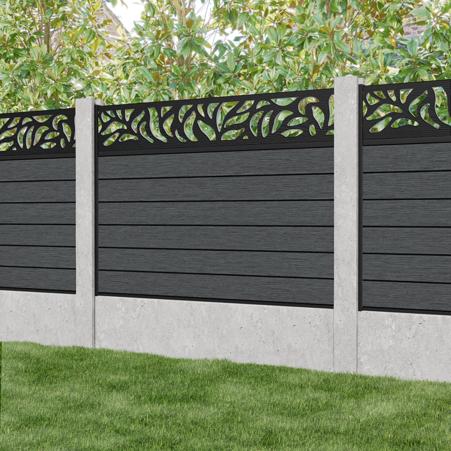 Fusion Plume Fence Panel - Dark Grey - for existing concrete posts