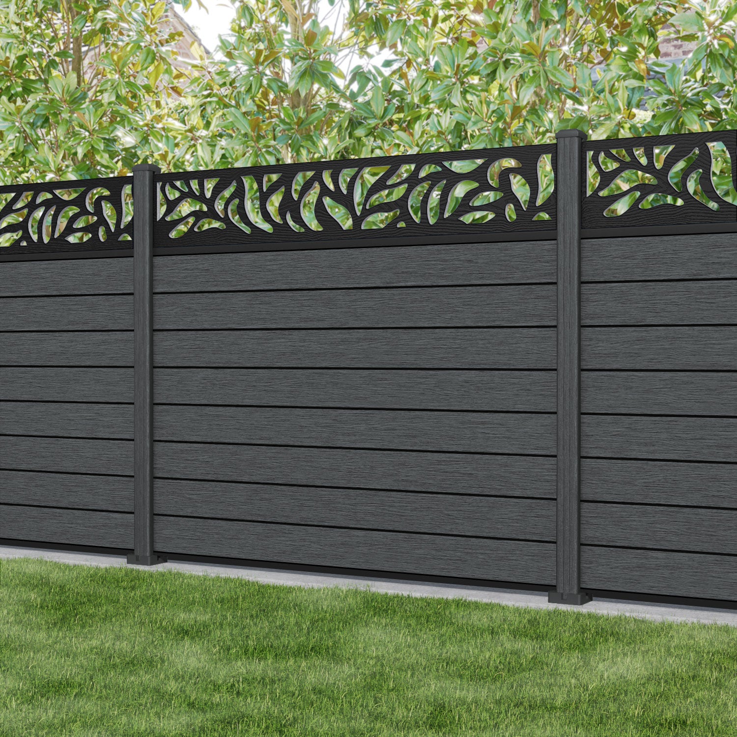 Fusion Plume Fence Panel - Dark Grey - with our composite posts