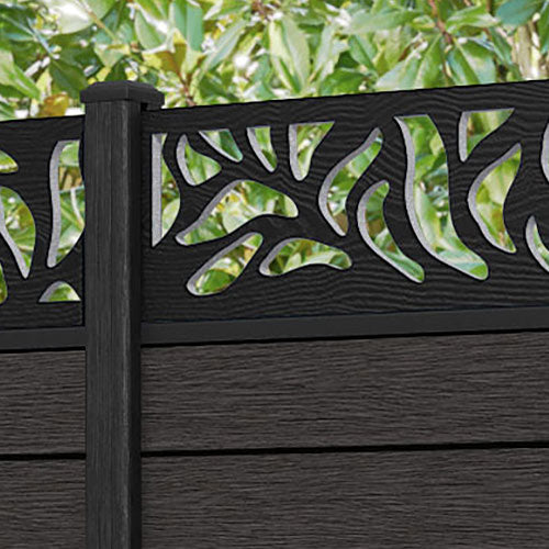 Fusion Plume Fence Panel - Dark Oak - with our composite posts