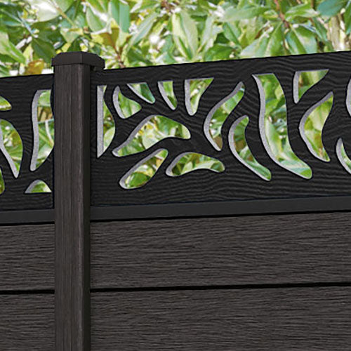 Fusion Plume Fence Panel - Dark Oak - with our composite posts