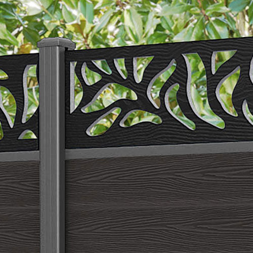 Classic Plume Fence Panel - Dark Oak - with our aluminium posts