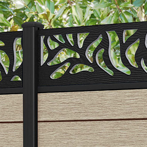 Fusion Plume Fence Panel - Light Oak - with our aluminium posts