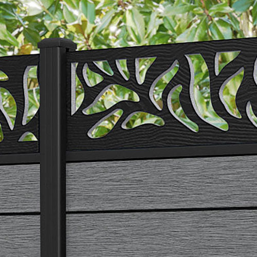 Fusion Plume Fence Panel - Mid Grey - with our aluminium posts