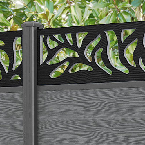 Classic Plume Fence Panel - Mid Grey - with our aluminium posts