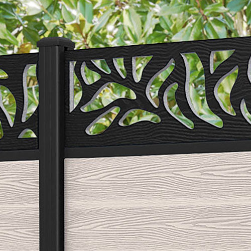 Classic Plume Fence Panel - Mid Stone - with our aluminium posts