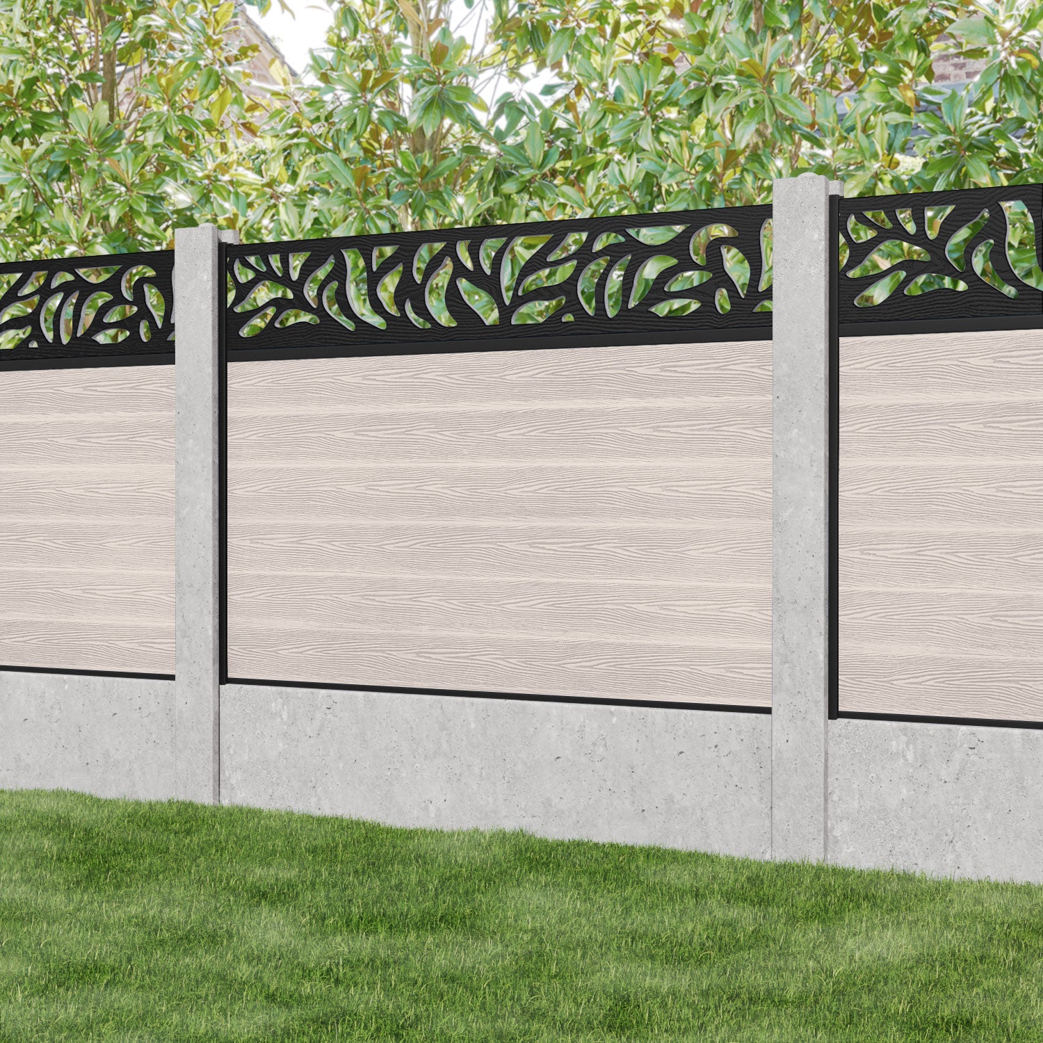 Classic Plume Fence Panel - Mid Stone - for existing concrete posts