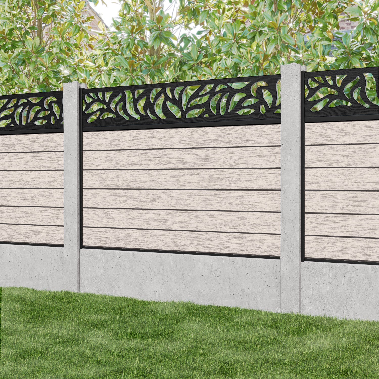 Fusion Plume Fence Panel - Mid Stone - for existing concrete posts