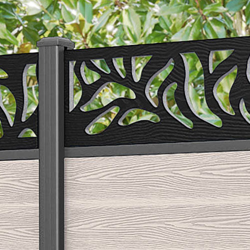 Classic Plume Fence Panel - Mid Stone - with our aluminium posts