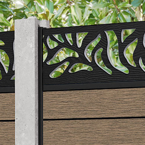Fusion Plume Fence Panel - Teak - for existing concrete posts