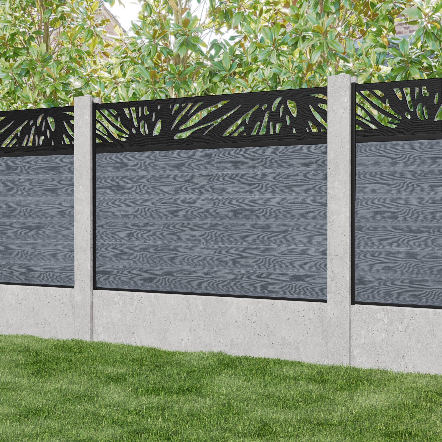 Classic Poppy Fence Panel - Anthracite - for existing concrete posts