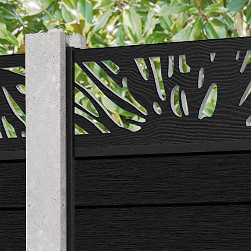 Fusion Poppy Fence Panel - Black - for existing concrete posts