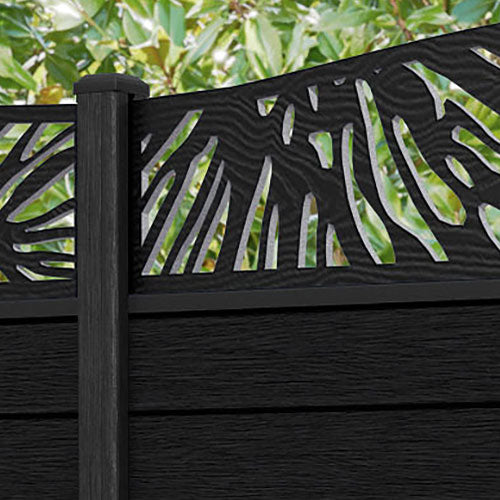 Fusion Poppy Curved Top Fence Panel - Black - with our aluminium posts