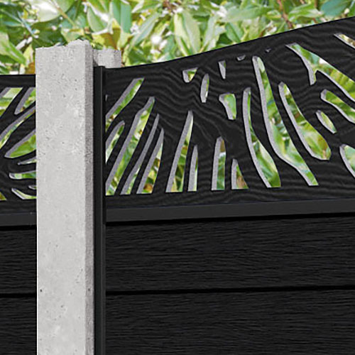 Fusion Poppy Curved Top Fence Panel - Black - for existing concrete posts