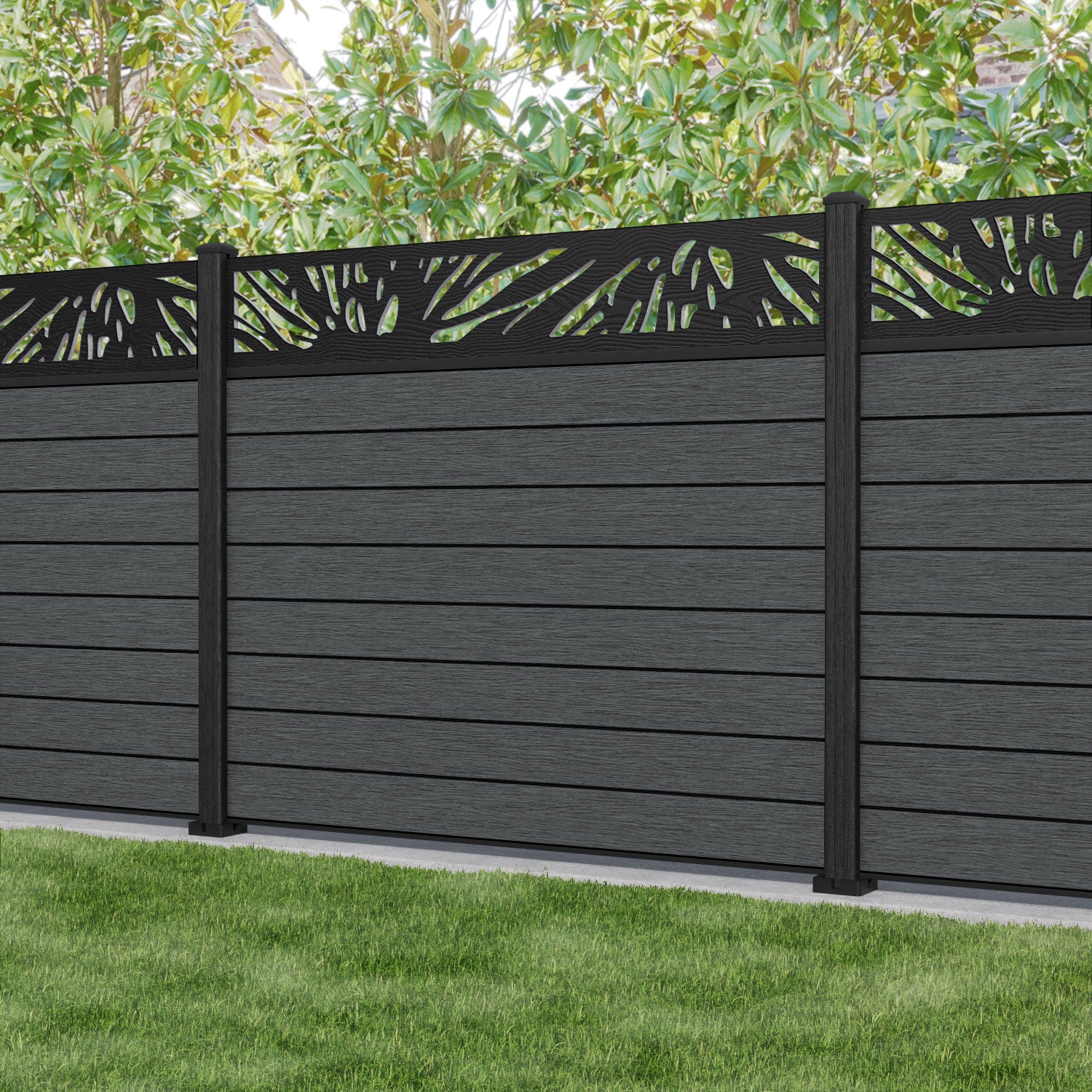 Fusion Poppy Fence Panel - Dark Grey - with our composite posts