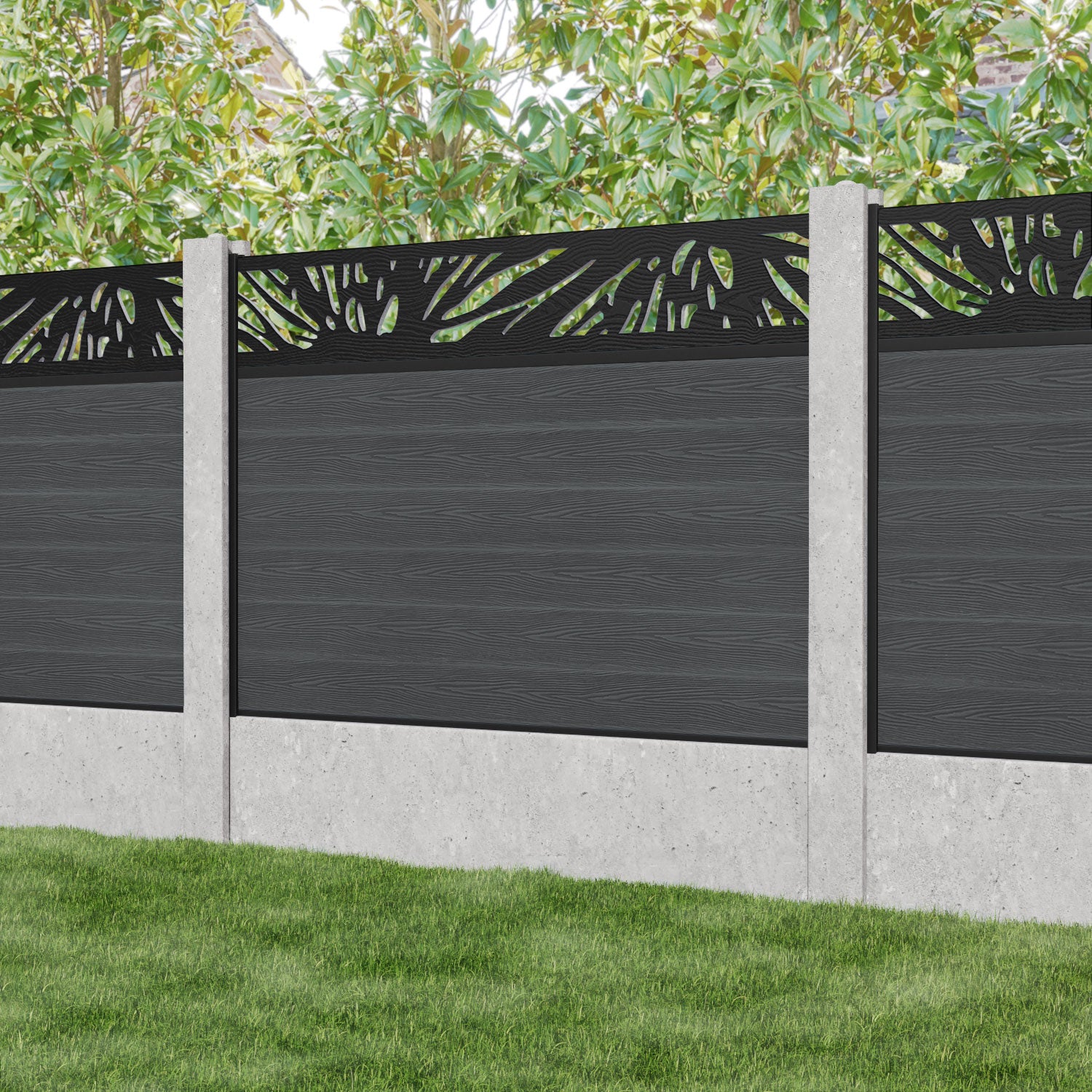 Classic Poppy Fence Panel - Dark Grey - for existing concrete posts
