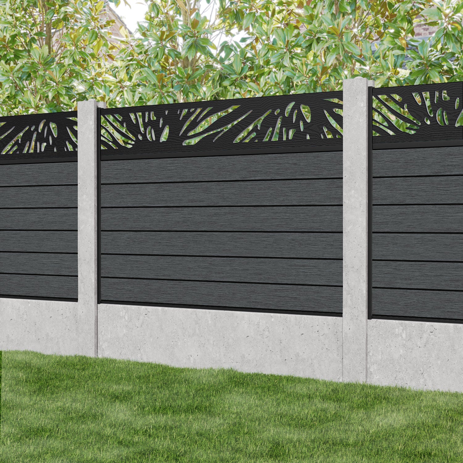 Fusion Poppy Fence Panel - Dark Grey - for existing concrete posts