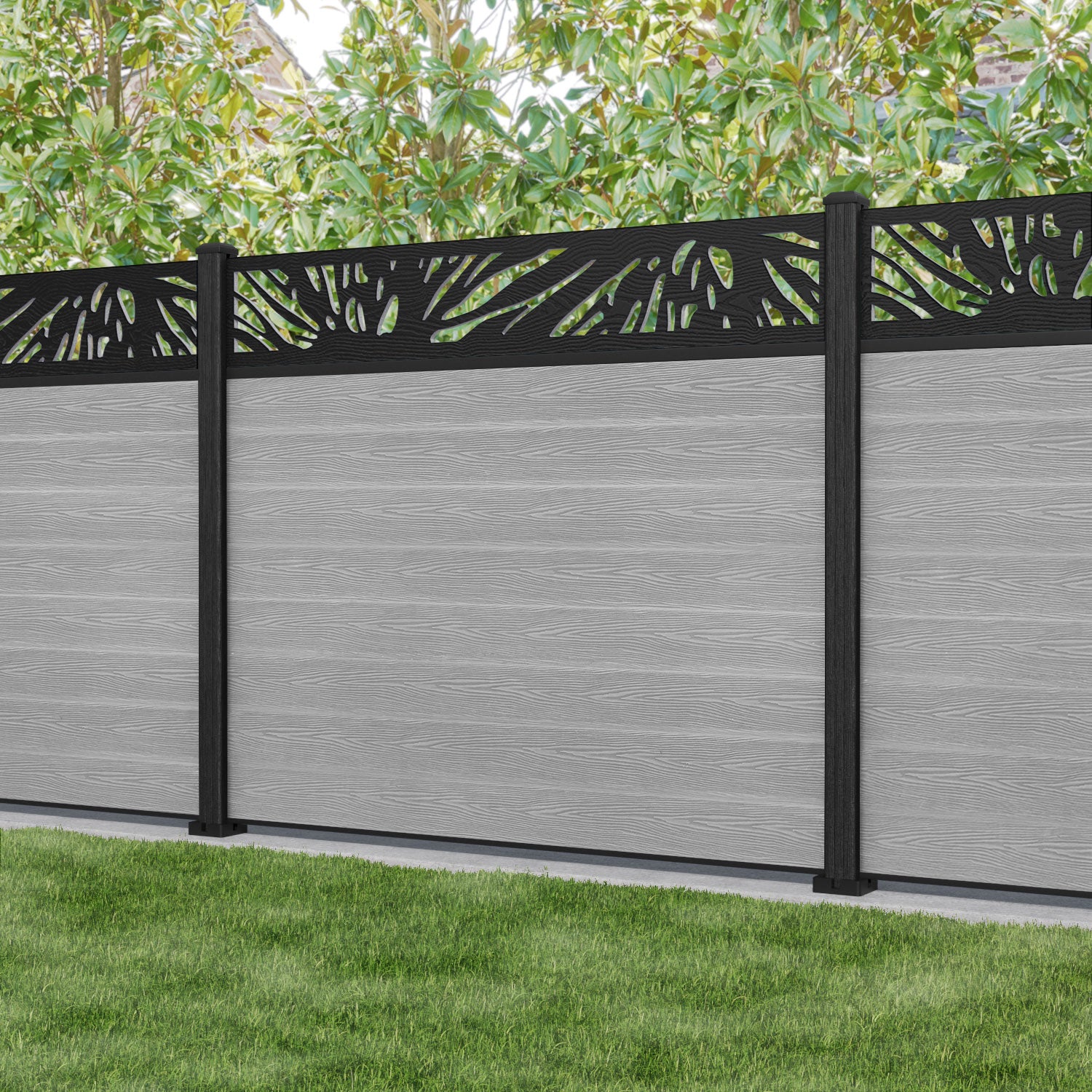 Classic Poppy Fence Panel - Light Grey - with our composite posts