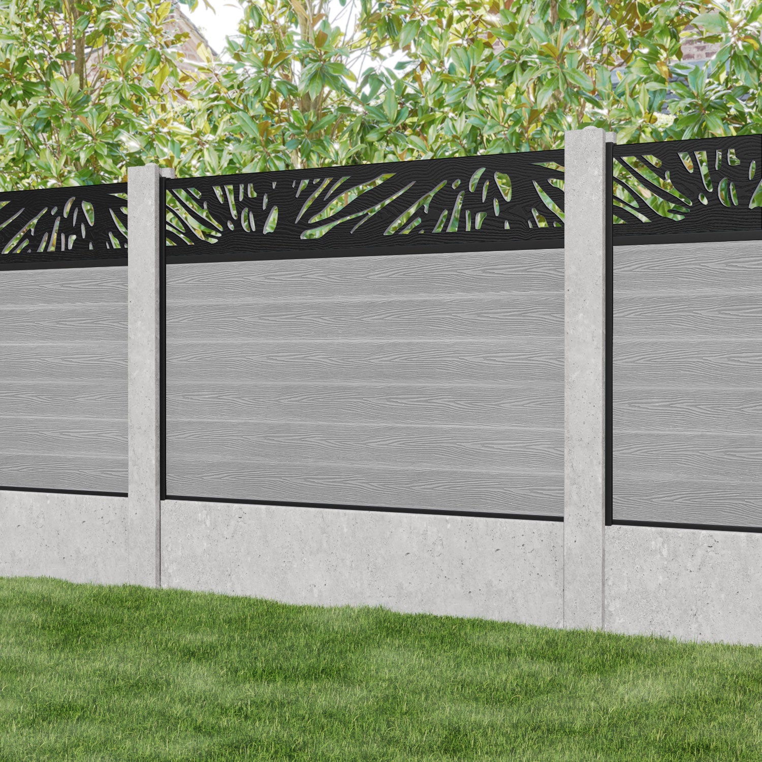 Classic Poppy Fence Panel - Light Grey - for existing concrete posts
