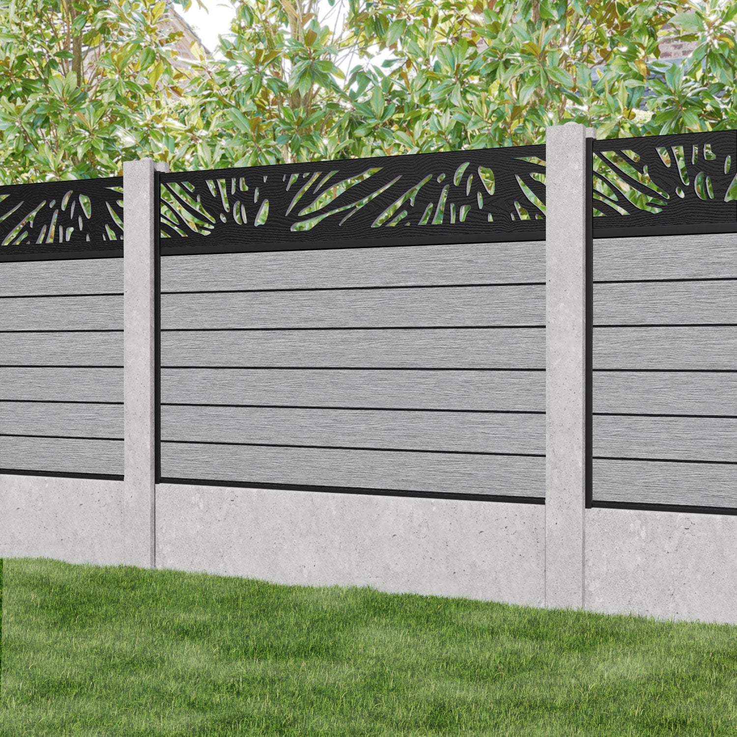 Fusion Poppy Fence Panel - Light Grey - for existing concrete posts