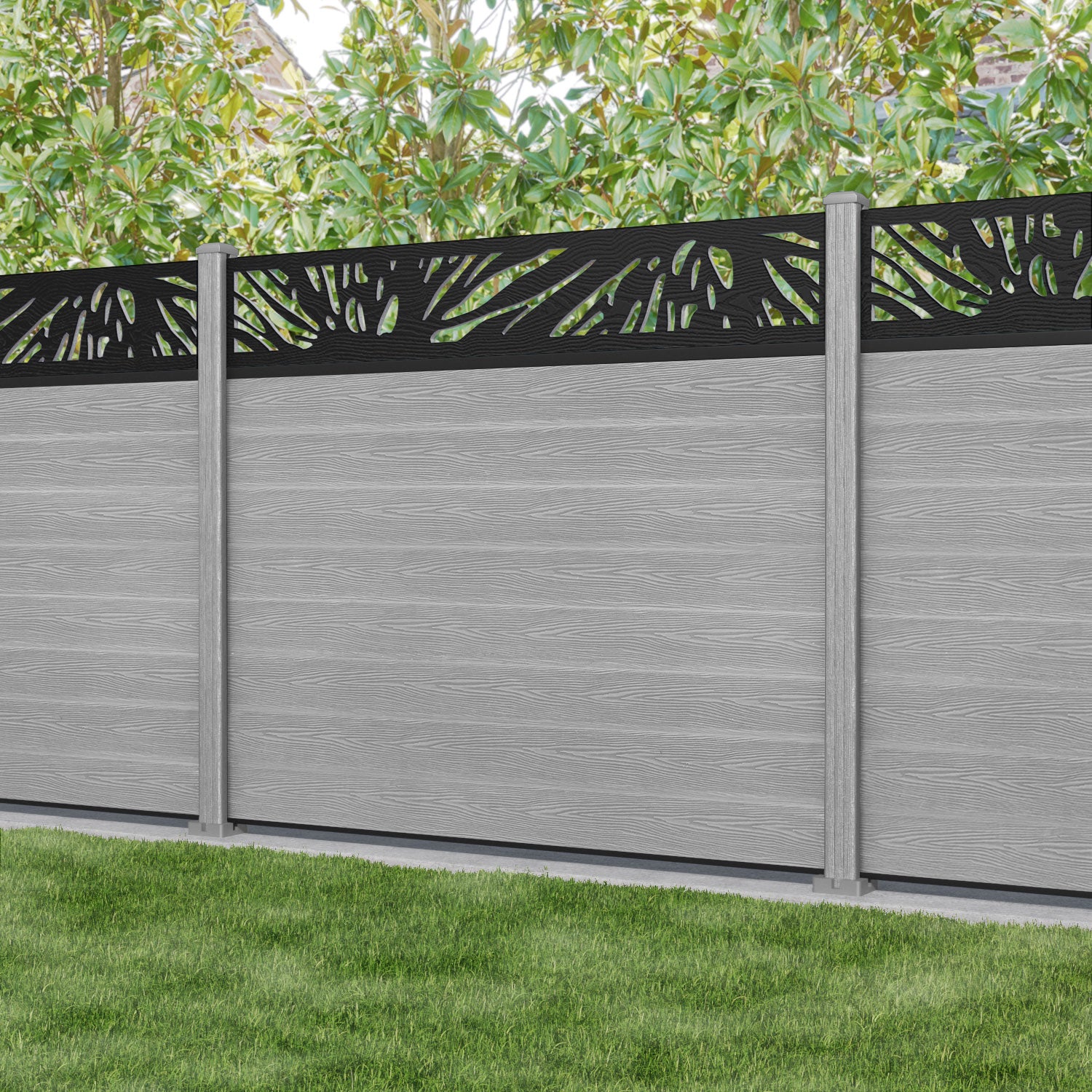 Classic Poppy Fence Panel - Light Grey - with our composite posts