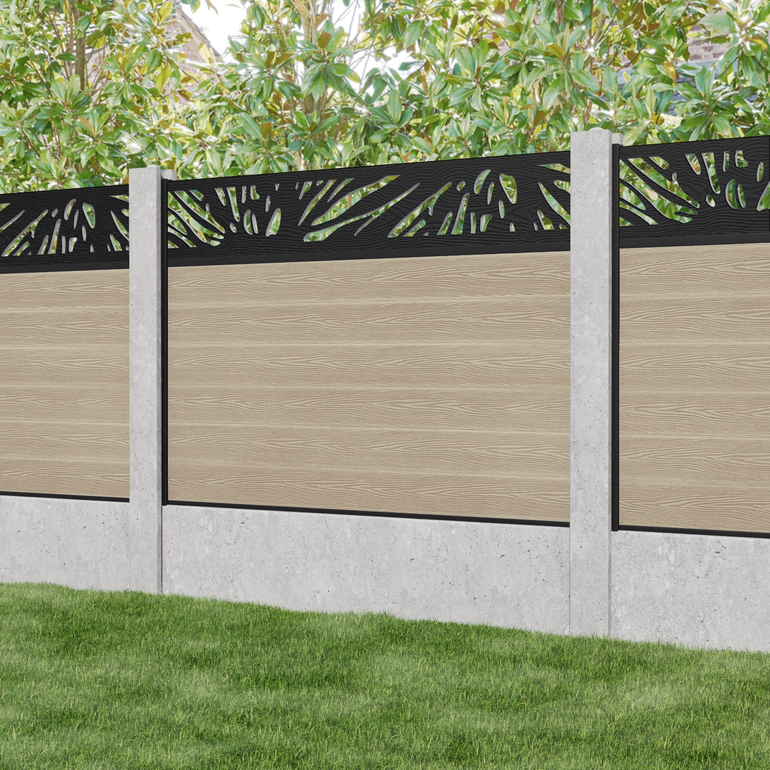 Classic Poppy Fence Panel - Light Oak - for existing concrete posts