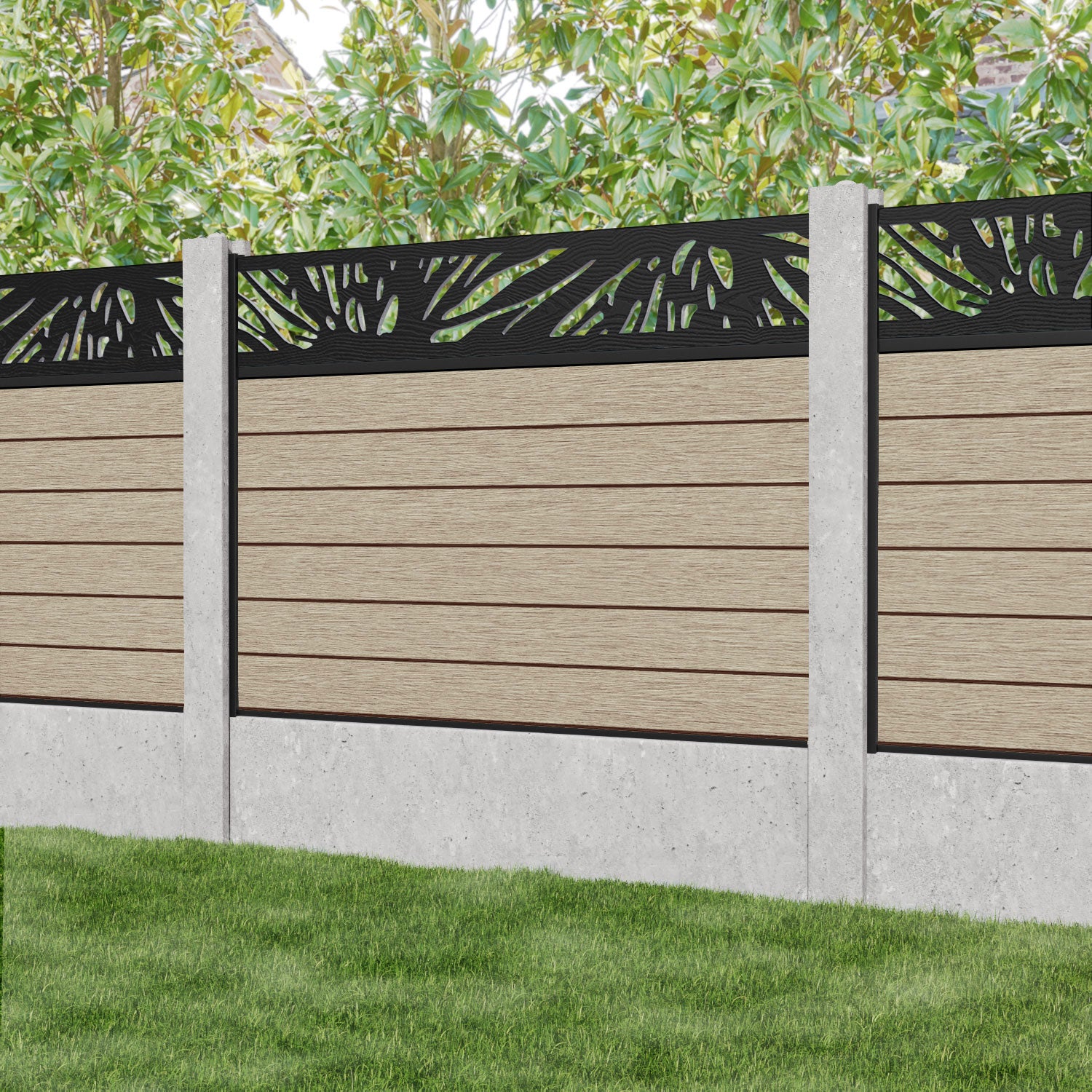 Fusion Poppy Fence Panel - Light Oak - for existing concrete posts