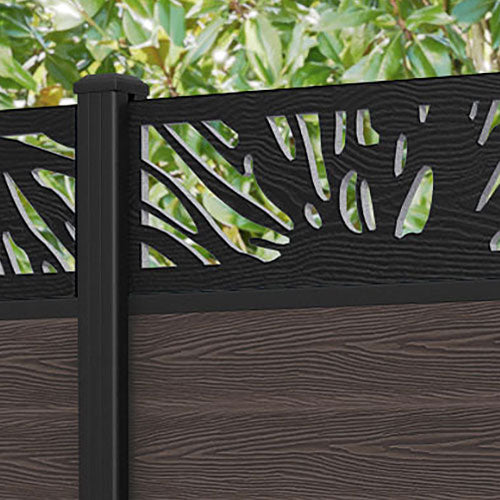 Classic Poppy Fence Panel - Mid Brown - with our aluminium posts