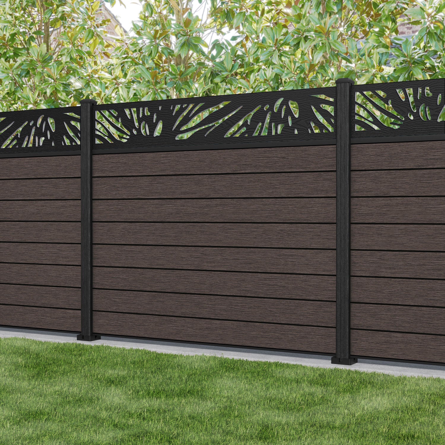 Fusion Poppy Fence Panel - Mid Brown - with our composite posts