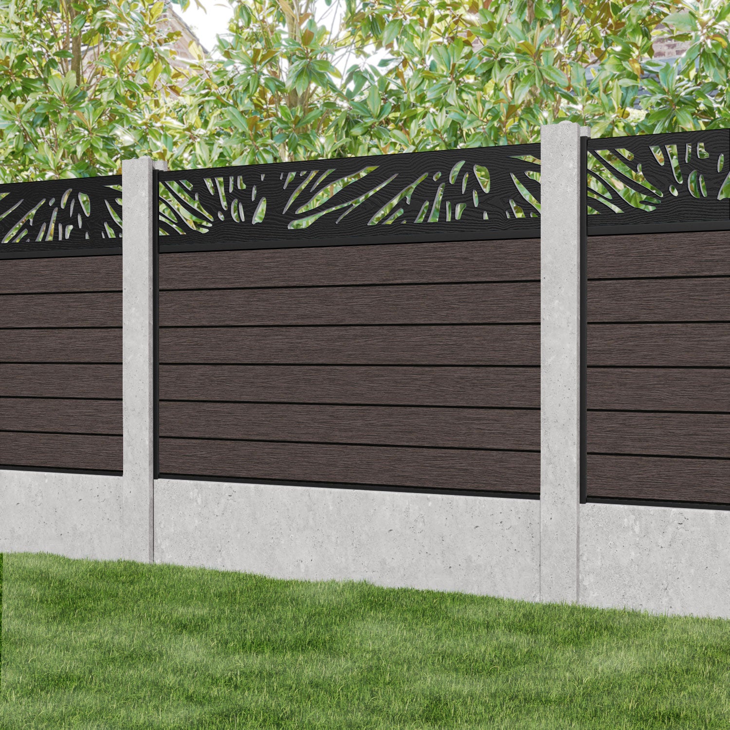 Fusion Poppy Fence Panel - Mid Brown - for existing concrete posts