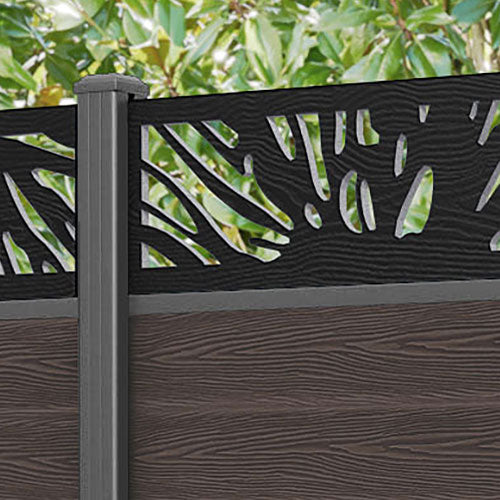 Classic Poppy Fence Panel - Mid Brown - with our aluminium posts