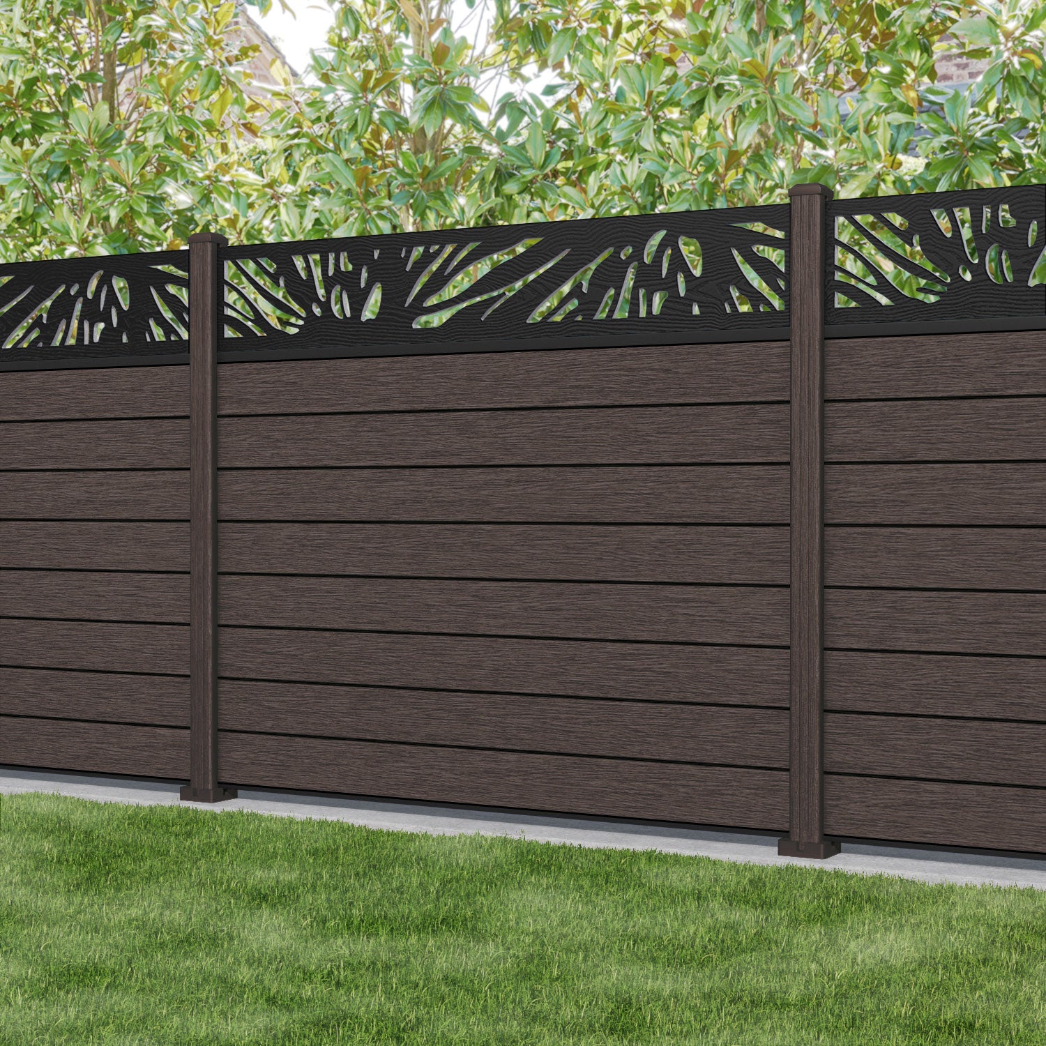 Fusion Poppy Fence Panel - Mid Brown - with our composite posts