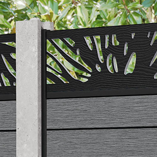 Fusion Poppy Fence Panel - Mid Grey - for existing concrete posts