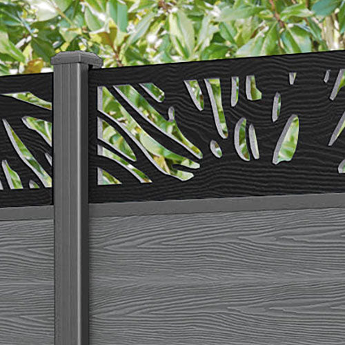 Classic Poppy Fence Panel - Mid Grey - with our aluminium posts