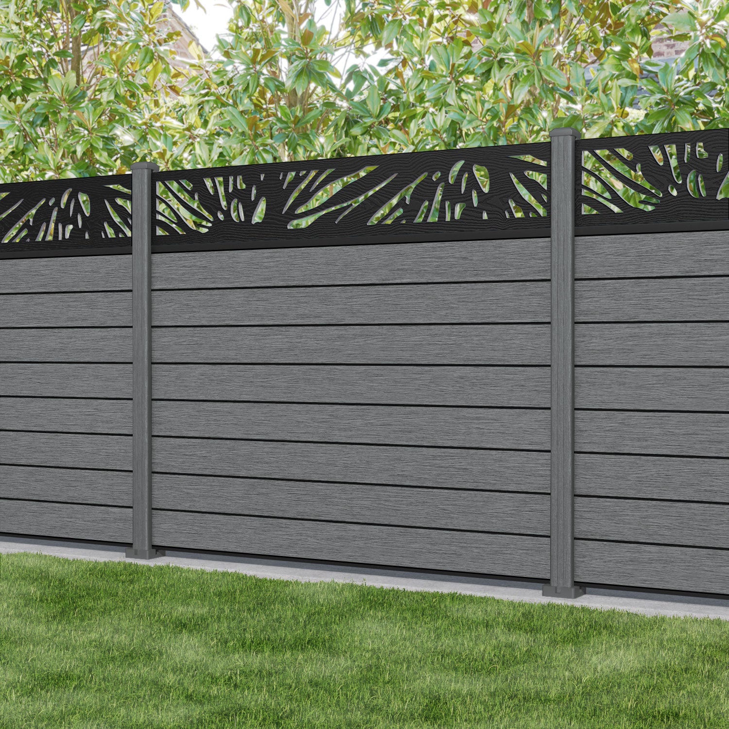 Fusion Poppy Fence Panel - Mid Grey - with our composite posts