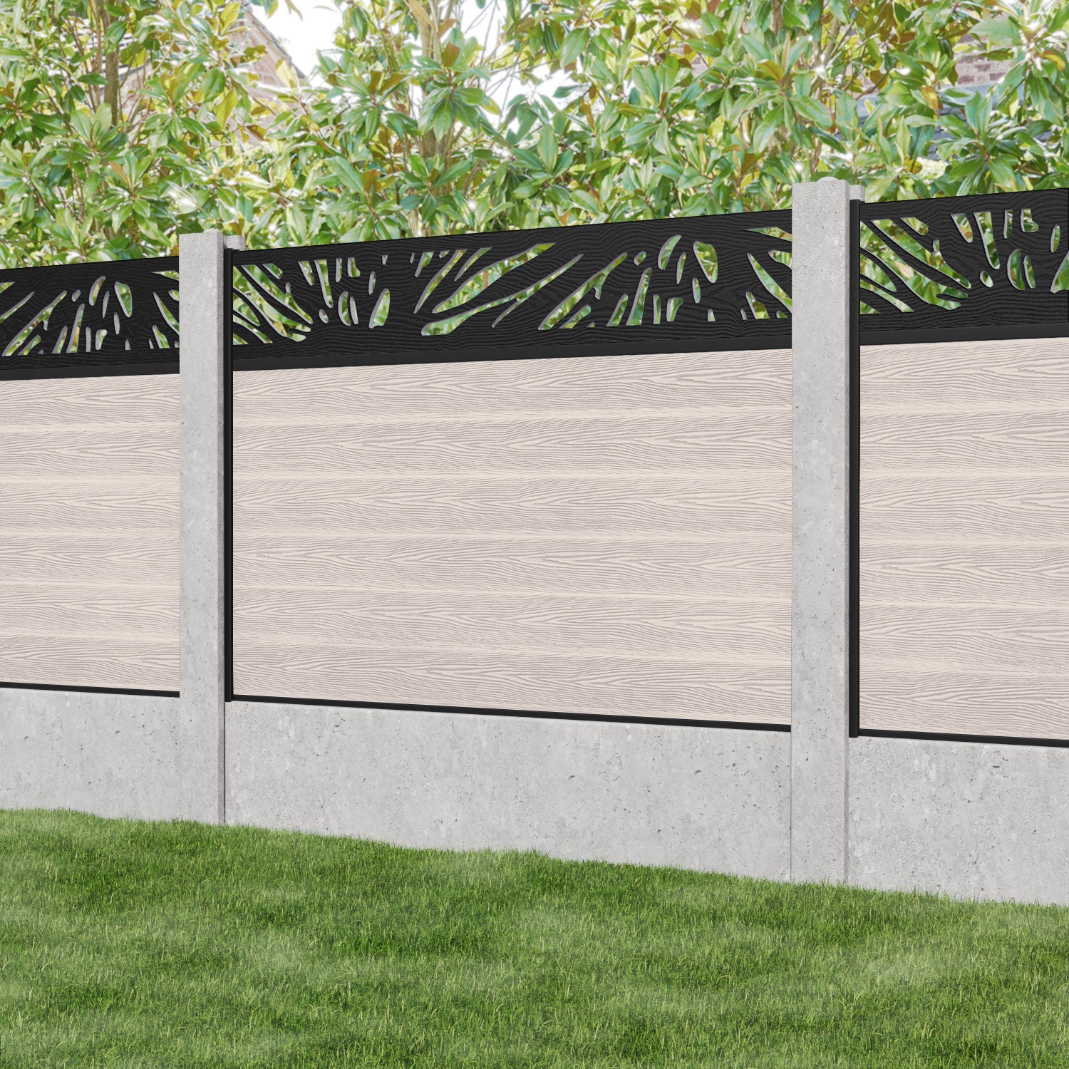 Classic Poppy Fence Panel - Mid Stone - for existing concrete posts