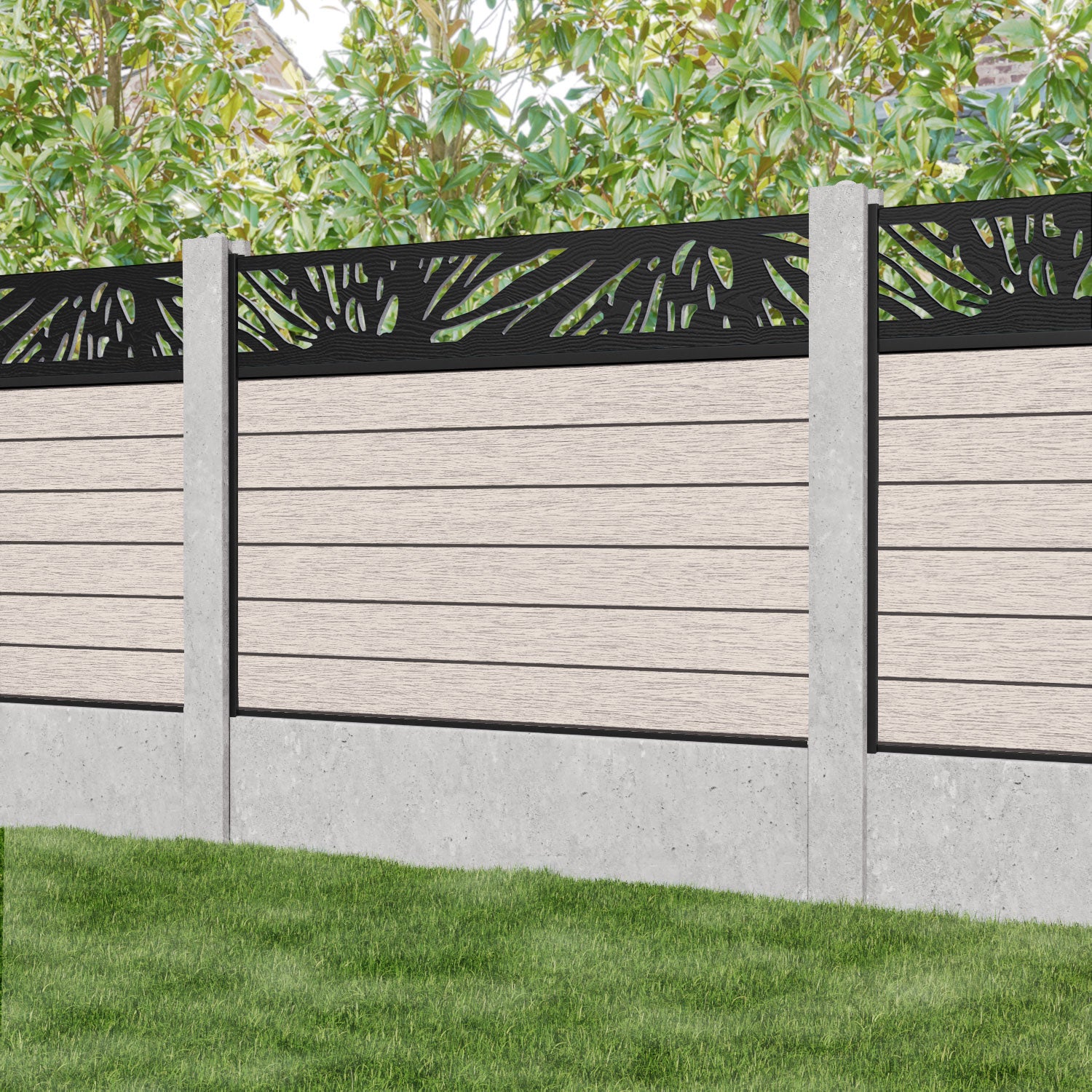 Fusion Poppy Fence Panel - Mid Stone - for existing concrete posts