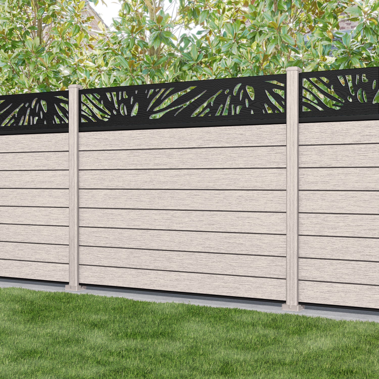 Fusion Poppy Fence Panel - Mid Stone - with our composite posts