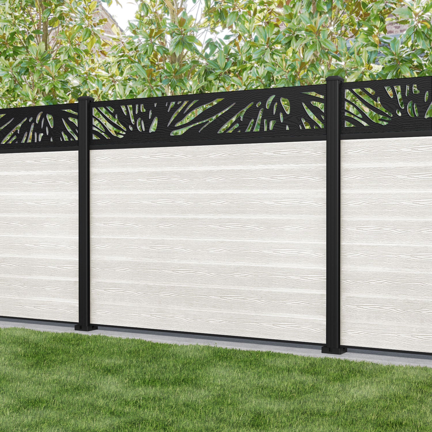 Classic Poppy Fence Panel - Light Stone - with our aluminium posts