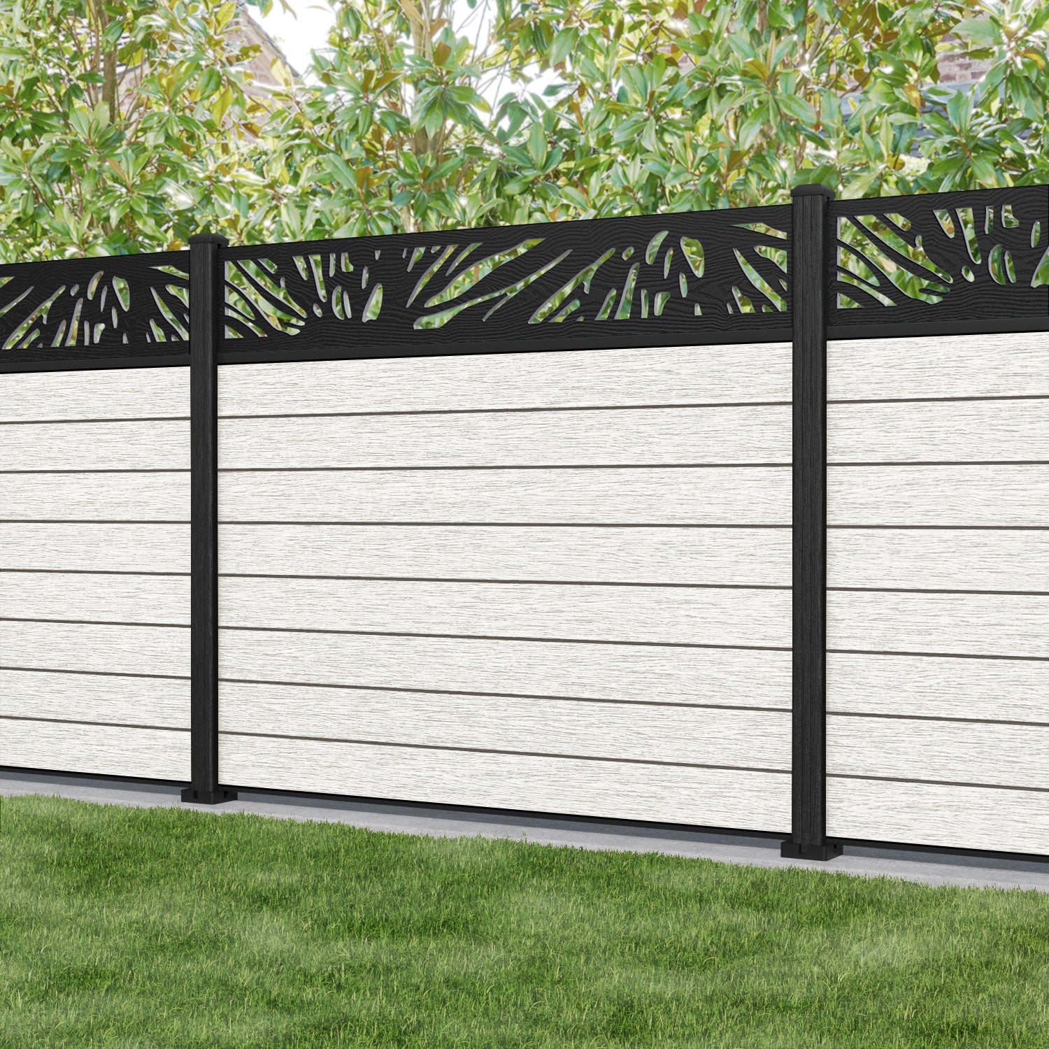 Fusion Poppy Fence Panel - Light Stone - with our composite posts
