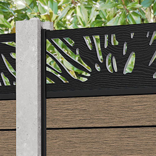 Fusion Poppy Fence Panel - Teak - for existing concrete posts