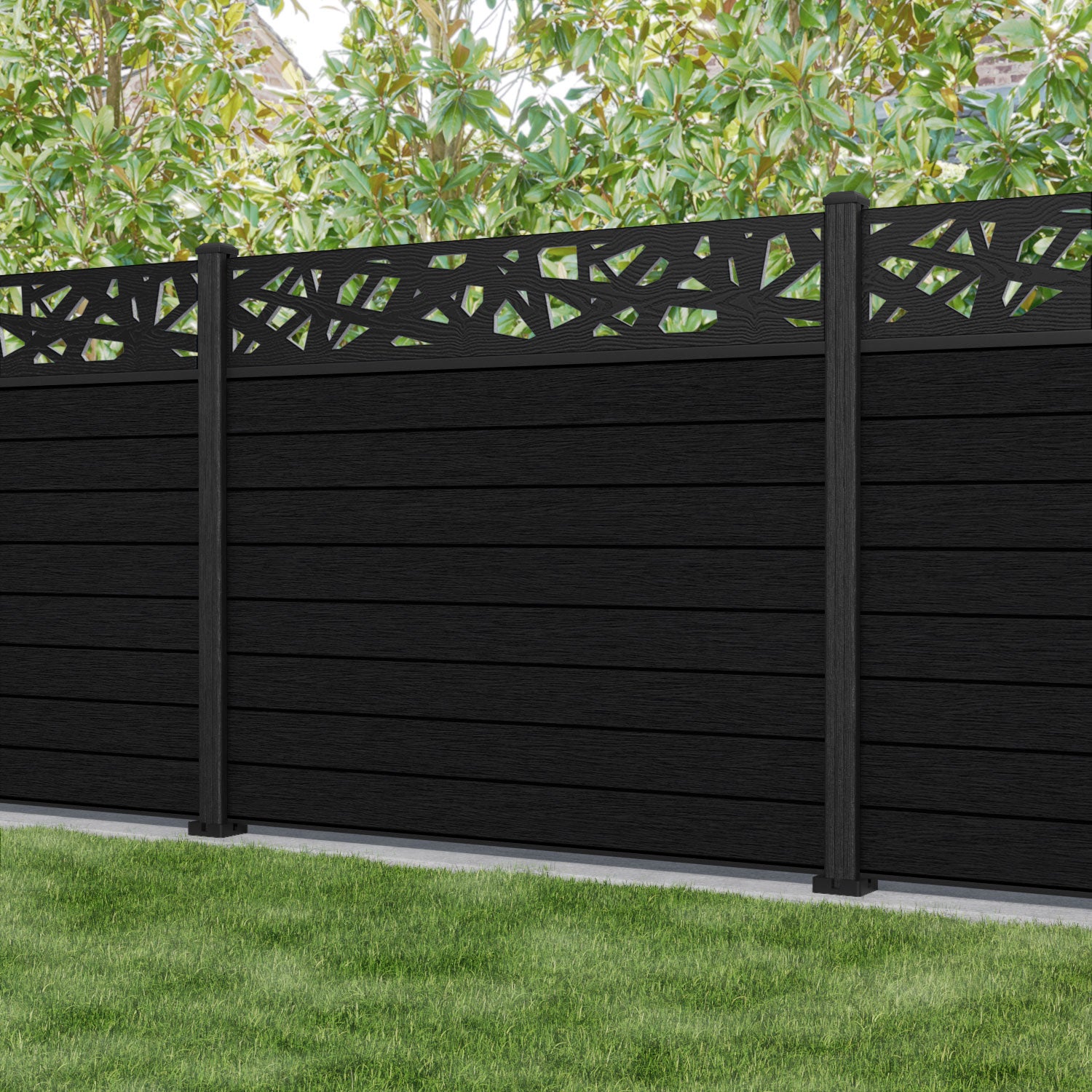 Fusion Prism Fence Panel - Black - with our composite posts