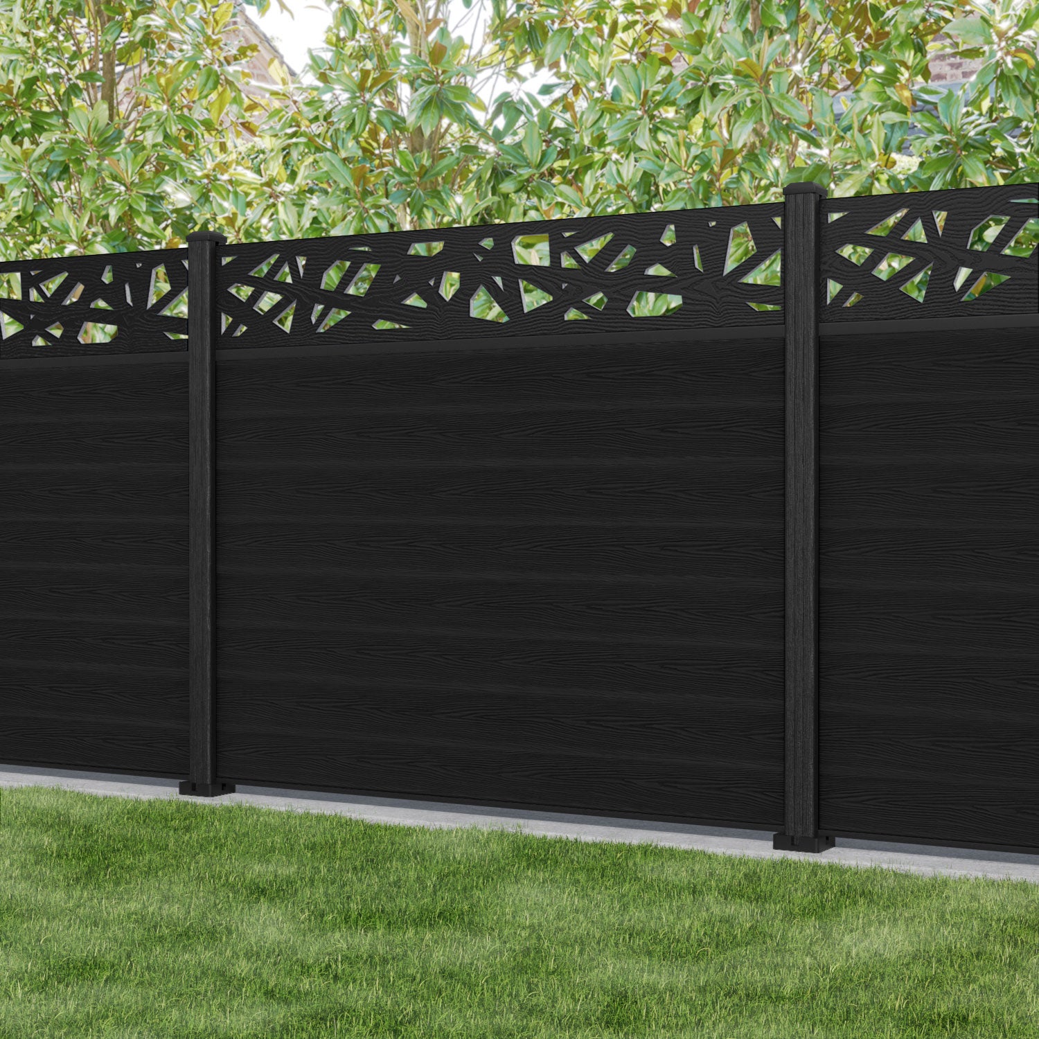 Classic Prism Fence Panel - Black - with our composite posts