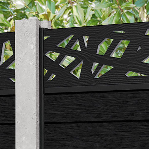 Fusion Prism Fence Panel - Black - for existing concrete posts