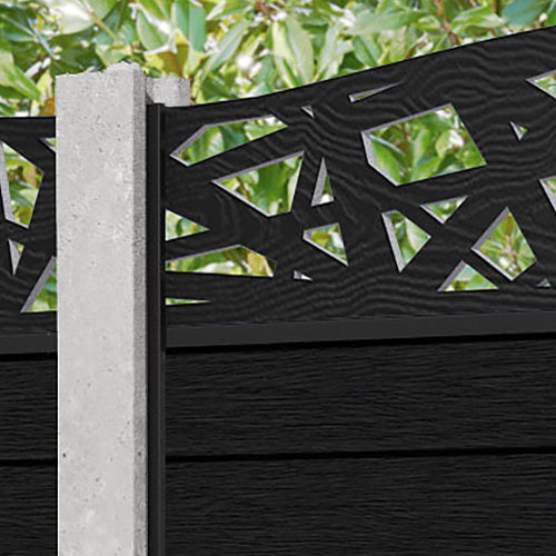 Fusion Prism Curved Top Fence Panel - Black - for existing concrete posts