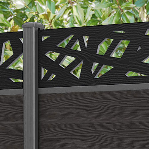 Classic Prism Fence Panel - Dark Oak - with our aluminium posts